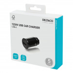 DELTACO 12/24 V kompakt USB-billader med 1x USB-A-port, 2,4 A, 12 W