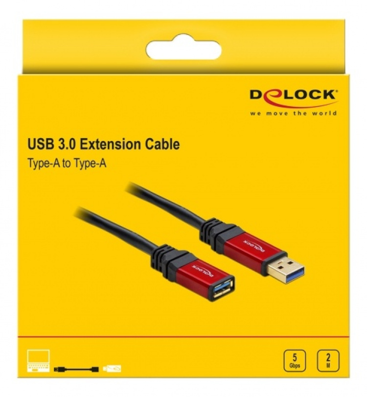 DeLOCK Forlengelseskabel USB 3.0 Type-A hann > USB 3.0 Type-A hunn, 2 m