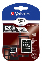 Verbatim microSDXC-kort, 128GB, inkl.adapter, klasse 10