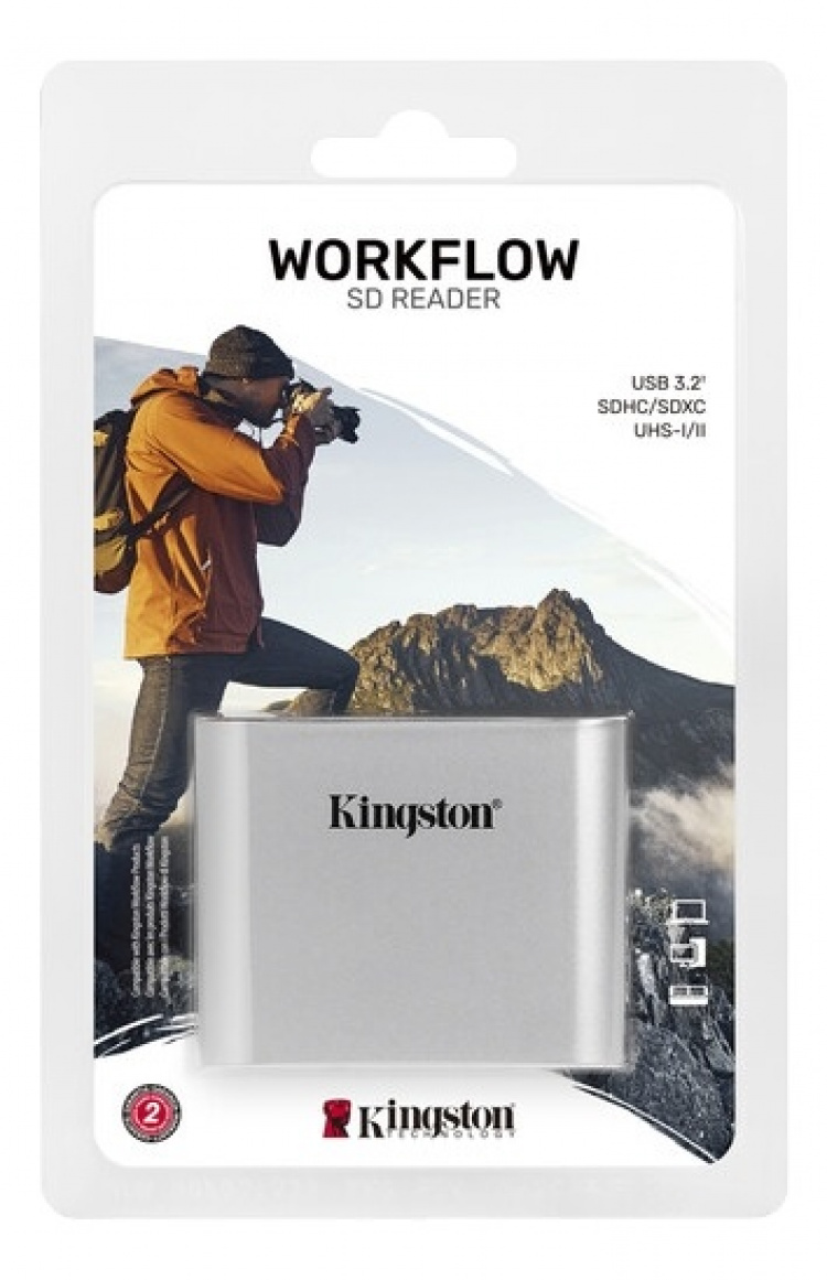 Kingston USB3.2 Gen1 Workflow SDHC/SDXC UHS-II-kortleser med to spor