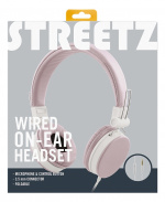 Streetz hodetelefoner, mikrofon, 1-knapp, 1,5 m, rosa