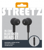 Streetz In-ear BT-hodetelefoner med mikrofon og media/svar-knapper, svart