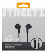 Streetz In-ear-hodetelefoner med mikrofon, media/svar-knapp, 3,5 mm, flokerfri