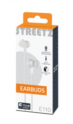 Streetz In-ear-hodetelefoner med mikrofon, media/svar-knapp, 3,5 mm, flokerfri Streetz In-ear-hodetelefoner med mikrofon, media/svar-knapp, 3,5 mm, flokerfri