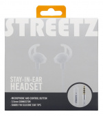 Streetz Stay-in-ear-hodetelefoner med mikrofon, media/svar-knapp, 3,5 mm,