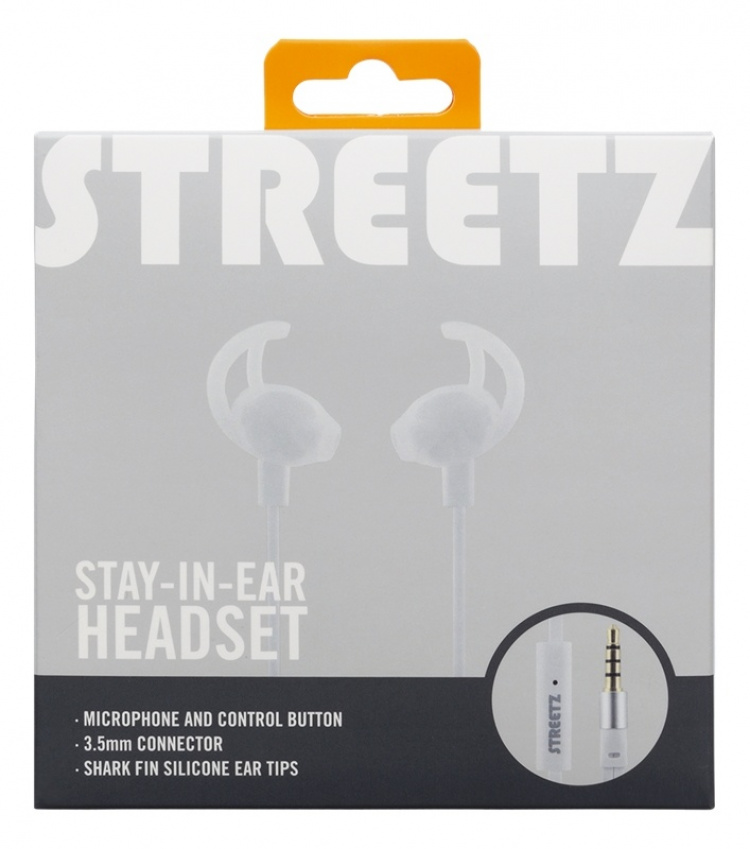 Streetz Stay-in-ear-hodetelefoner med mikrofon, media/svar-knapp, 3,5 mm, Streetz Stay-in-ear-hodetelefoner med mikrofon, media/svar-knapp, 3,5 mm,