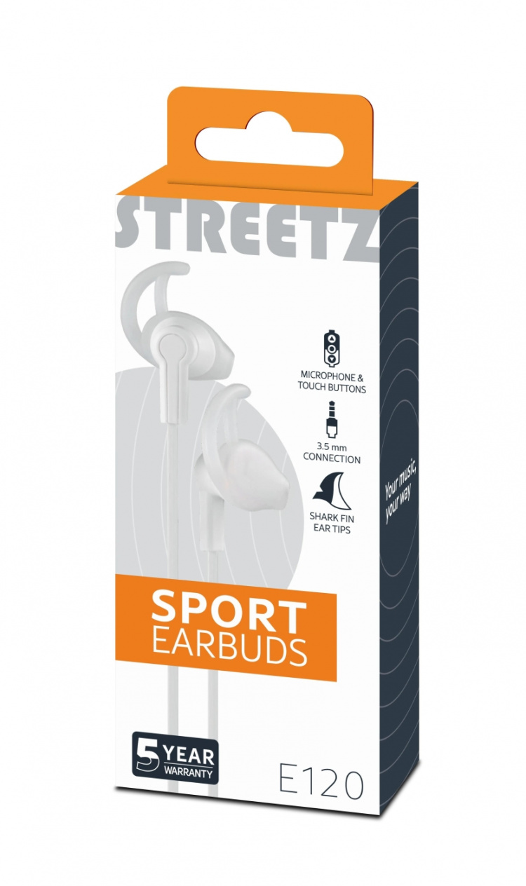 Streetz Stay-in-ear-hodetelefoner med mikrofon, media/svar-knapp, 3,5 mm, Streetz Stay-in-ear-hodetelefoner med mikrofon, media/svar-knapp, 3,5 mm,