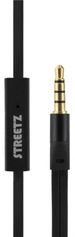 Streetz Stay-in-ear-hodetelefoner med mikrofon, media/svar-knapp, 3,5 mm, svart