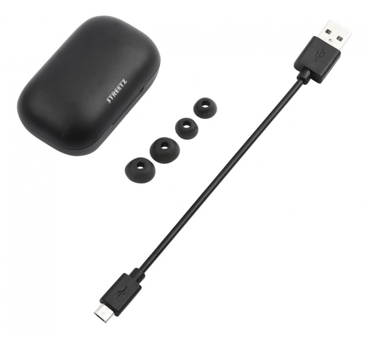 Streetz Trådløse in-ear-hodetelefoner med ladeetui, BT 5, TWS, svart
