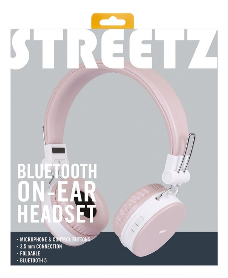 Streetz Sammenleggbart BT-hodesett for øret, 3,5 mm, rosa Streetz Sammenleggbart BT-hodesett for øret, 3,5 mm, rosa