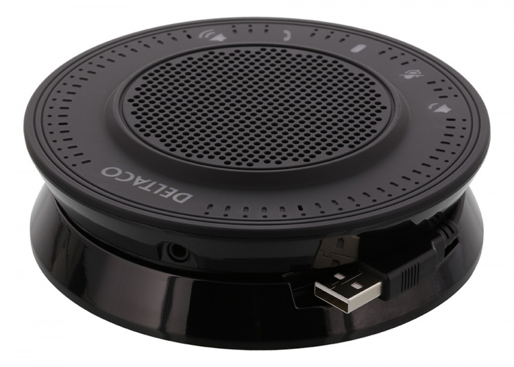 DELTACO OFFICE Konferanse-høyttaler/telefon, USB og 3,5 mm, sort