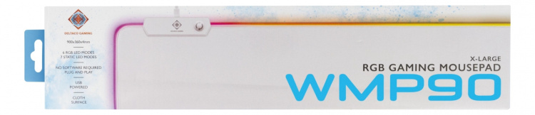 WHITE LINE WMP90 RGB musematte, 900x360x4mm, 13 LED-moduser, hvit