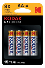 Kodak Max litium AA-batteri (4-pakning)