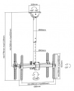 DELTACO OFFICE Teleskopisk dobbelt monitor takfeste, 37-70