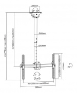 DELTACO OFFICE Teleskopisk monitor takfeste 560-910mm, 37-70