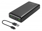 DELTACO Powerbank 30 000 mAh, 1x USB-C, 2x USB-A, hurtiglading
