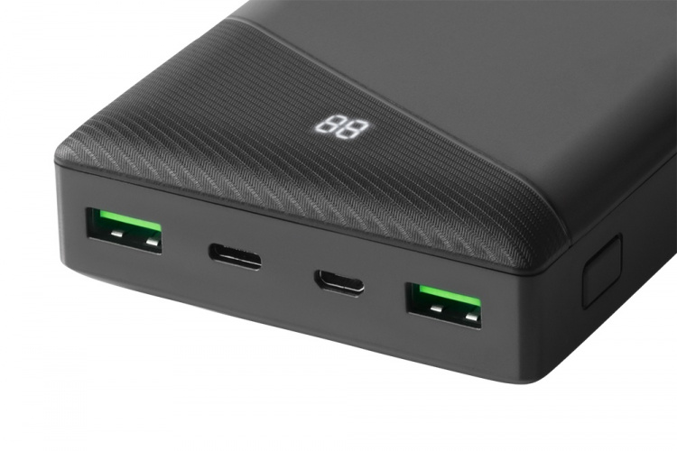 DELTACO Powerbank 30 000 mAh, 1x USB-C, 2x USB-A, hurtiglading