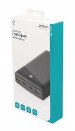 DELTACO Powerbank 30 000 mAh, 1x USB-C, 2x USB-A, hurtiglading