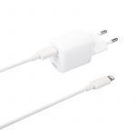 DELTACO USB-vegglader, USB-C, PD 20 W, inkludert 1 m C til Lightning