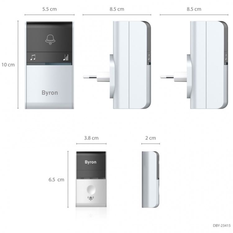 Byron Trådløs dørklokke Kinetic Uten batteri x2 mottakere