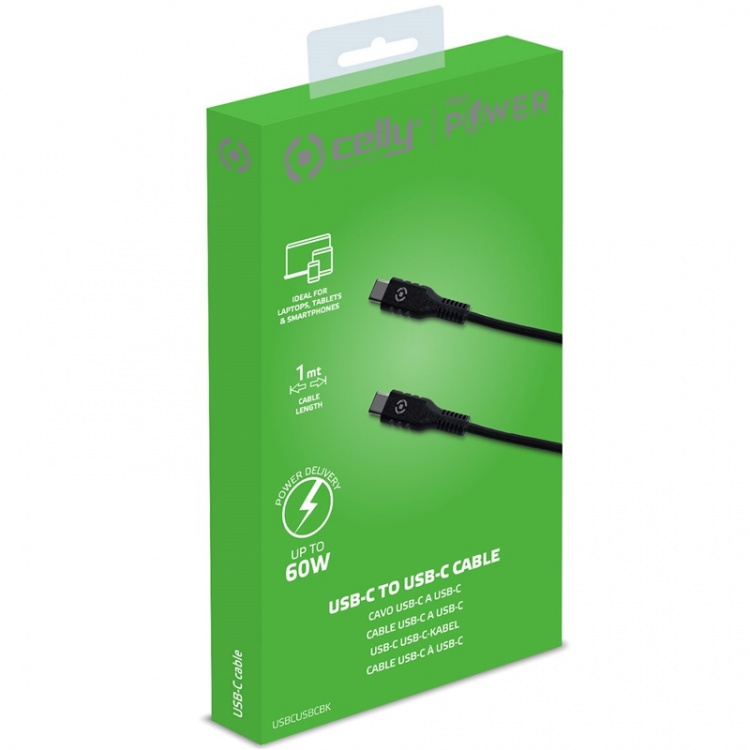 Celly USB-PD USB-C - USB-C-kabel 60W 1m