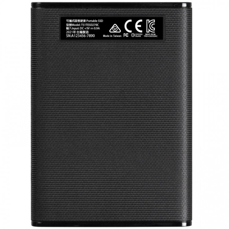 Transcend Bærbar SSD ESD270C USB-C 1 TB (R520/W460) Svart