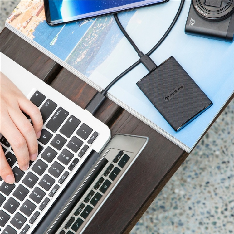 Transcend Bærbar SSD ESD270C USB-C 500 GB (R520/W460) Svart