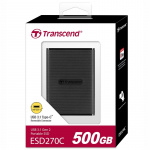 Transcend Bærbar SSD ESD270C USB-C 500 GB (R520/W460) Svart