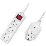 LogiLink Strømuttak 3-veis + 1 gjennomgående plugg Hvit