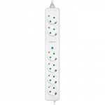 LogiLink 4+2-veis strømuttak med fotbryter Hvit
