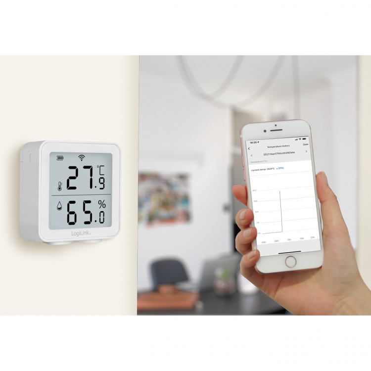 LogiLink Smart temperatur- og fuktighetssensor Wifi Tuya LogiLink Smart temperatur- og fuktighetssensor Wifi Tuya