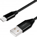 LogiLink USB-USB-C lade-/synkroniseringskabel USB 2.0 15W 0,3 m tekstilkabel
