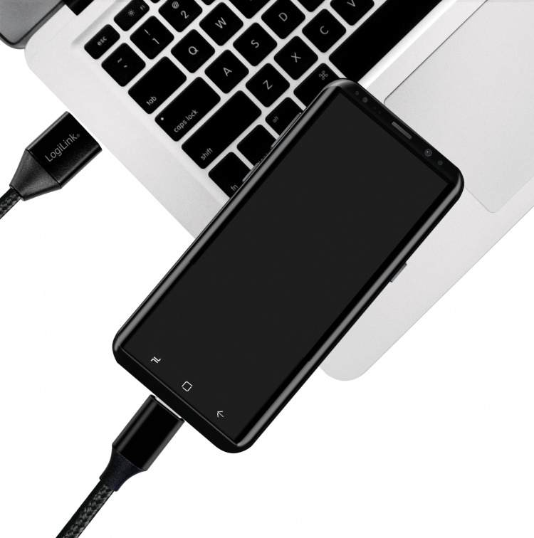 LogiLink USB-USB-C lade-/synkroniseringskabel USB 2.0 15W 0,3 m tekstilkabel
