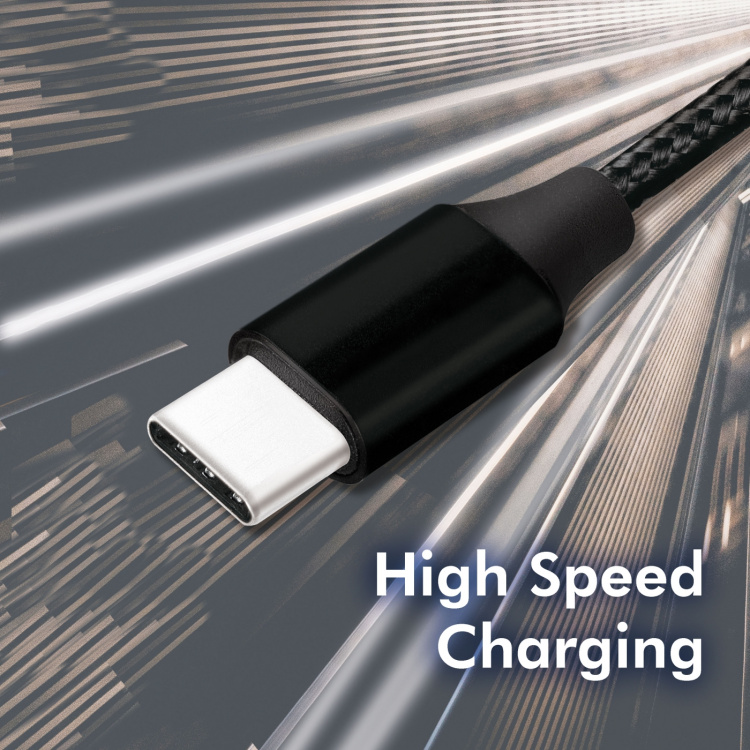 LogiLink USB-USB-C lade-/synkroniseringskabel USB 2.0 15W 0,3 m tekstilkabel