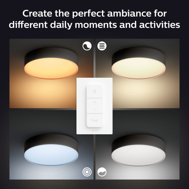 Philips Hue Enrave S taklampe hvit Ambiance svart