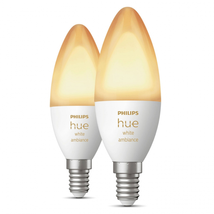 Philips Hue White Ambiance E14 lysekrone 2-pakning