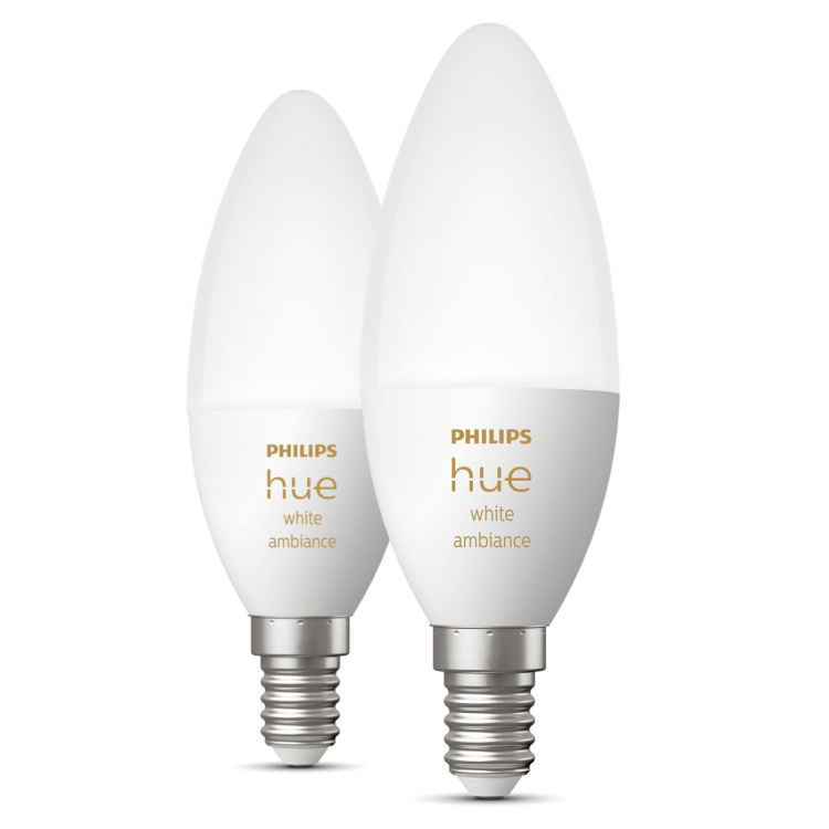 Philips Hue White Ambiance E14 lysekrone 2-pakning