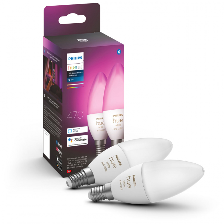 Philips Hue White Colour Ambiance E14 Crown 2-pakning