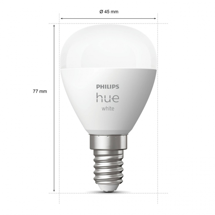 Philips Hue White E14 P45 Globe 2-pakning