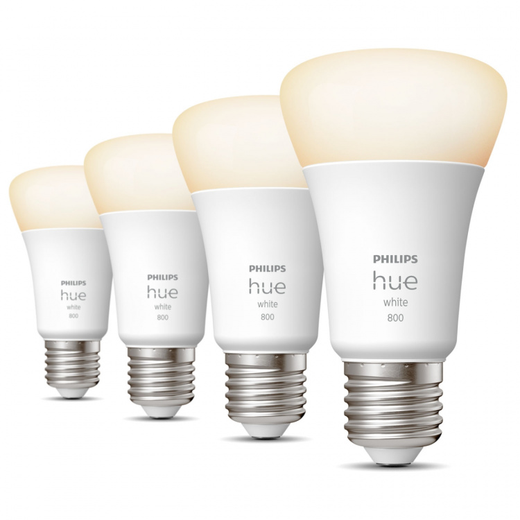 Philips Hue Hvit E27 A60 800lm 4-pakning Philips Hue Hvit E27 A60 800lm 4-pakning