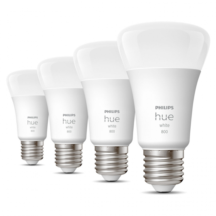 Philips Hue Hvit E27 A60 800lm 4-pakning Philips Hue Hvit E27 A60 800lm 4-pakning