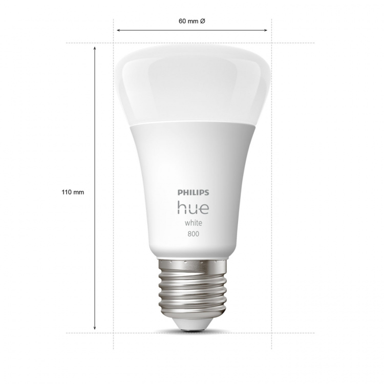 Philips Hue Hvit E27 A60 800lm 4-pakning Philips Hue Hvit E27 A60 800lm 4-pakning