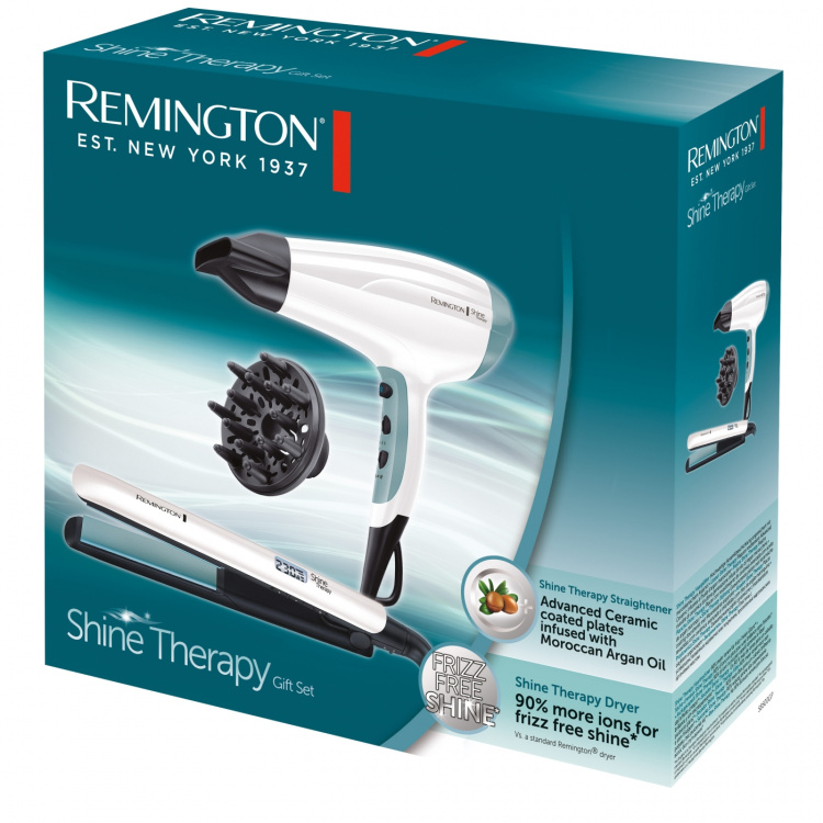Remington Hårføner og rettetang S8500 Shine Therapy Gavepakke Remington Hårføner og rettetang S8500 Shine Therapy Gavepakke