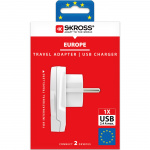 SKROSS Strømadapter Europa med USB