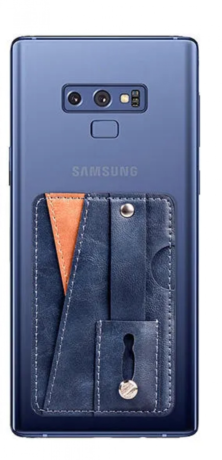 Stilig universalkortholder i PU-lær, blå