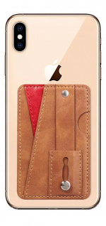 Stilig universalkortholder i PU-lær, brun