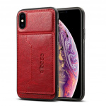 Trendy iPhone XS/X Leatherette-etui med kortlomme, rød