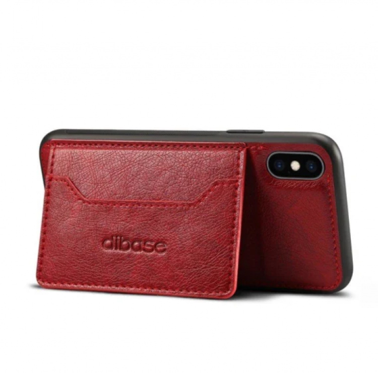 Trendy iPhone XS/X Leatherette-etui med kortlomme, rød