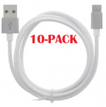 10-PACK kabel USB-A - USB-C 2,4A, 1 m, hvit