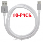 10-PACK kabel USB-A - MicroUSB 2,4A, 1 m, hvit 10-PACK kabel USB-A - MicroUSB 2,4A, 1 m, hvit